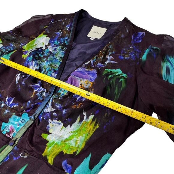 Mason by Michelle Mason Silk Floral Maxi Dress Sz.S Purple Button Front Event - Picture 7 of 14
